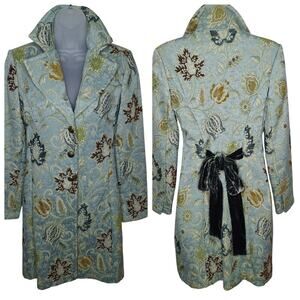 Cabi Frock Dressy Coat Guinevere Floral Jacobean Tapestry 0 Velvet Fairy Regency